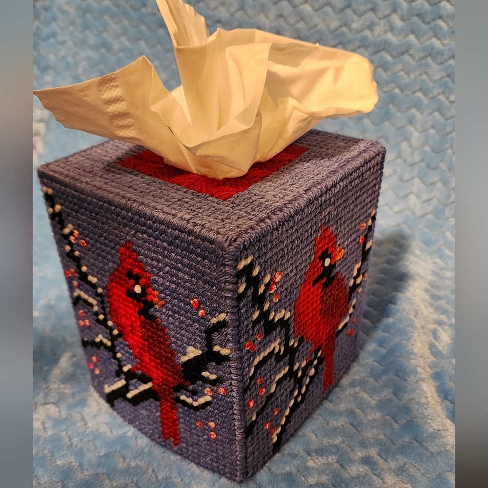 Hand-made Tissue Box Cover, Cardinal